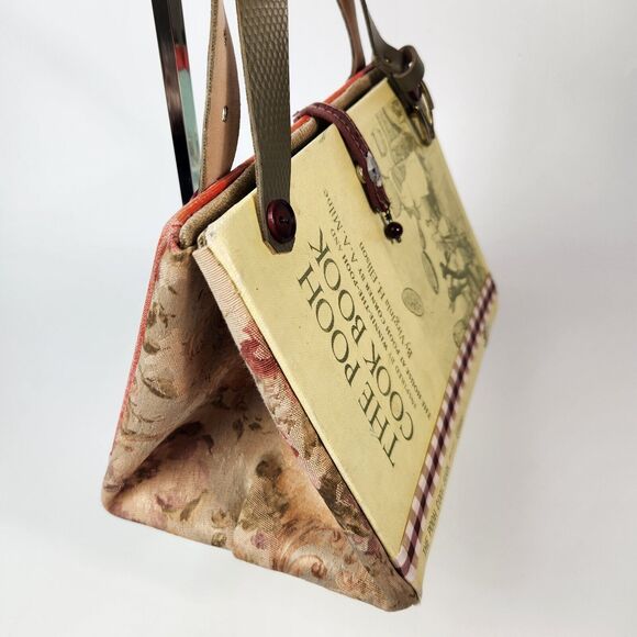 VTG Winnie The Pooh Purse Handmade Hard Cover Book Handbag Floral Print Leather - Picture 3 of 16